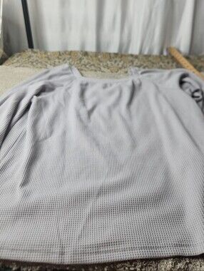 Light Gray Women’s Waffle Knit Long Sleeve Top - Unknown - S